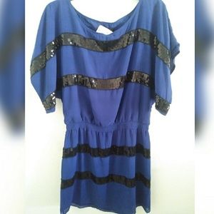 Jessica Simpson Blue Dress with Black Sequins